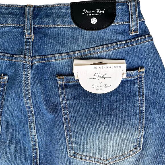 NEW Denim Distressed Jeans Mini Skirt Women's Medium Sequins Casual Grunge Sexy - Picture 7 of 8